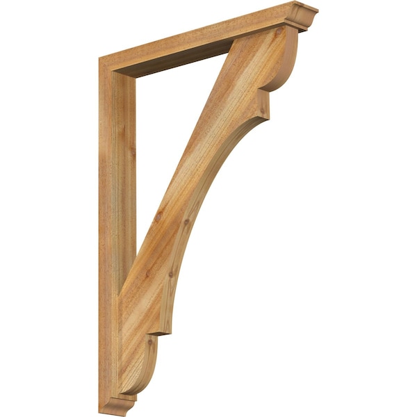 Ekena Millwork Olympic Traditional Rough Sawn Bracket w/ Offset Brace, Western Red Cedar, 4"W x 28"D x 40"H BKT0402X28X40OLY01RWR - main